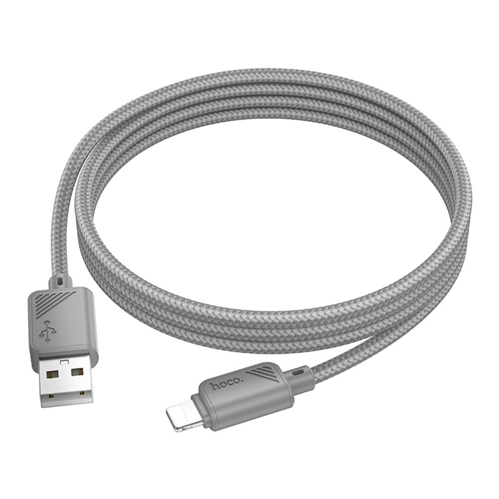 Кабель синхронізації Hoco X113 Nylon braided 2.4A USB-A to Lightning 1m Grey (36776_3609176)