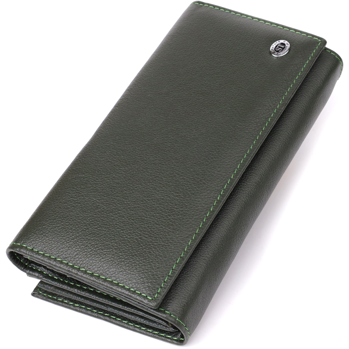Гаманець на магнітах ST Leather 23115 19х9,5х3 см Зелений