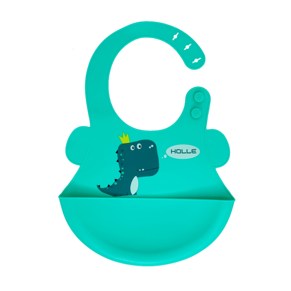 Слюнявчик силіконовий Діно Mega Zayka MGZ-0616(Turquoise) з кишенею