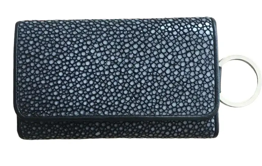 Ключниця жіноча з натуральної шліфованої шкіри морського ската Ekzotic Leather Чорно - сіра (cts01)