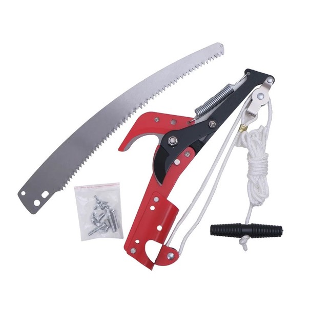 Садовий сучкоріз OPT-TOP штанговий висоторіз комбінований з пилкою та мотузкою Червоний (2104618576)