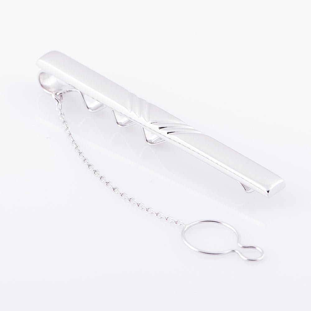 Затискач для краватки із білого золота заж00118 Онікс