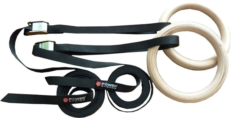Кільця гімнастичні Power System Wooden Gymnastic Rings PS-4048 Black