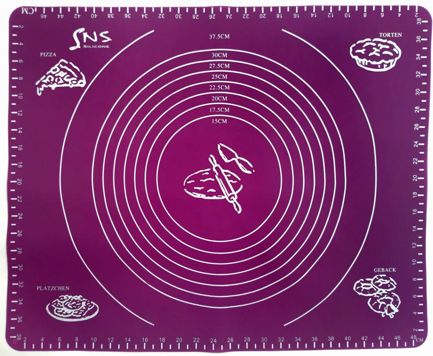 Силіконовий килимок 50 х 40 см з розміткою фіолетовий SnS