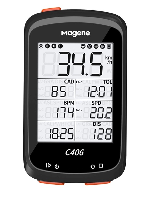 Велокомп'ютер Magene C406 c GPS підтримка Strava каденс пульс Чорний (C406)