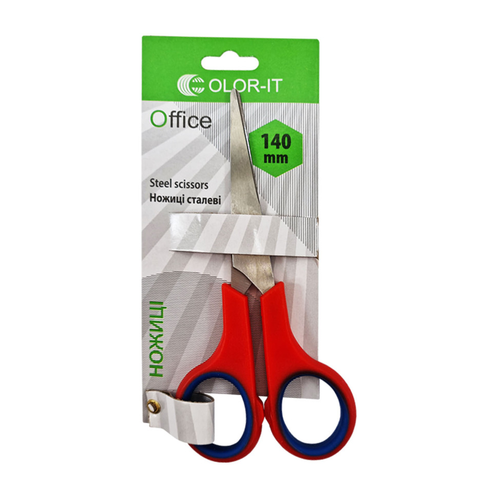 Ножиці канцелярські №5 Scissors C Color-it 89466 14 см Червоний