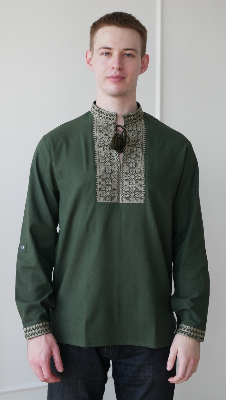 Вишиванка чоловіча хакі з льону Традиція 4Profi 54