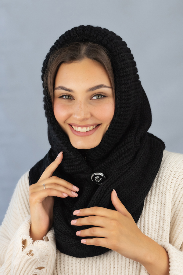 Капюшон із шарфом Braxton Дайна 56-59 Чорний (5304)