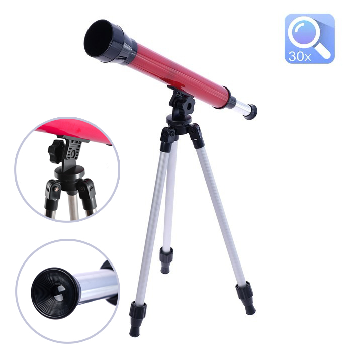 Іграшковий дитячий телескоп настільний зі штативом астрономічний зі збільшенням 30х Ігрова оптика Червоний