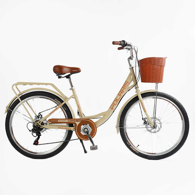 Велосипед міський Corso 26 Polaris PS-411 16.5 7 швидкостей Бежевий (168061)