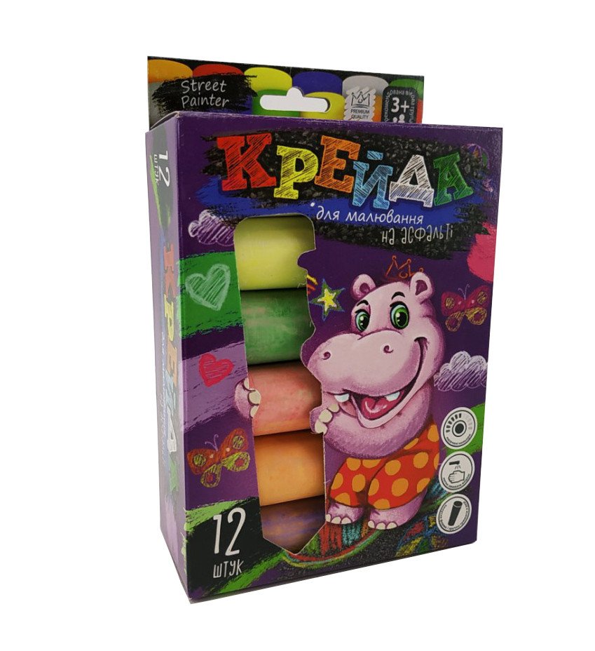 Крейда для малювання на асфальті Danko Toys MEL-01-06U 12 шт великий