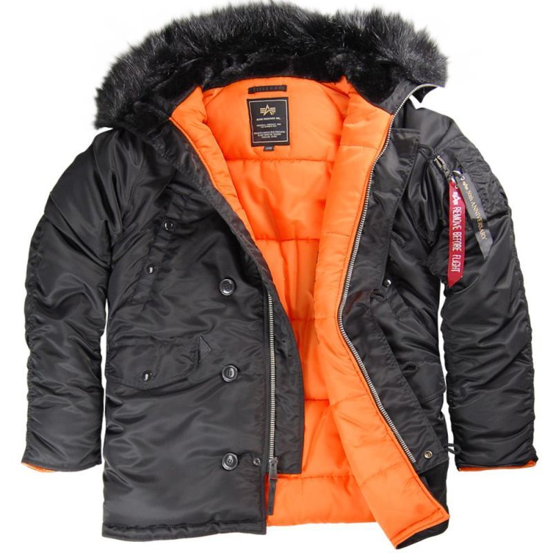 Парку Alpha Industries Slim Fit N-3B 3XL Black/Orange (Alpha-00002-3XL)