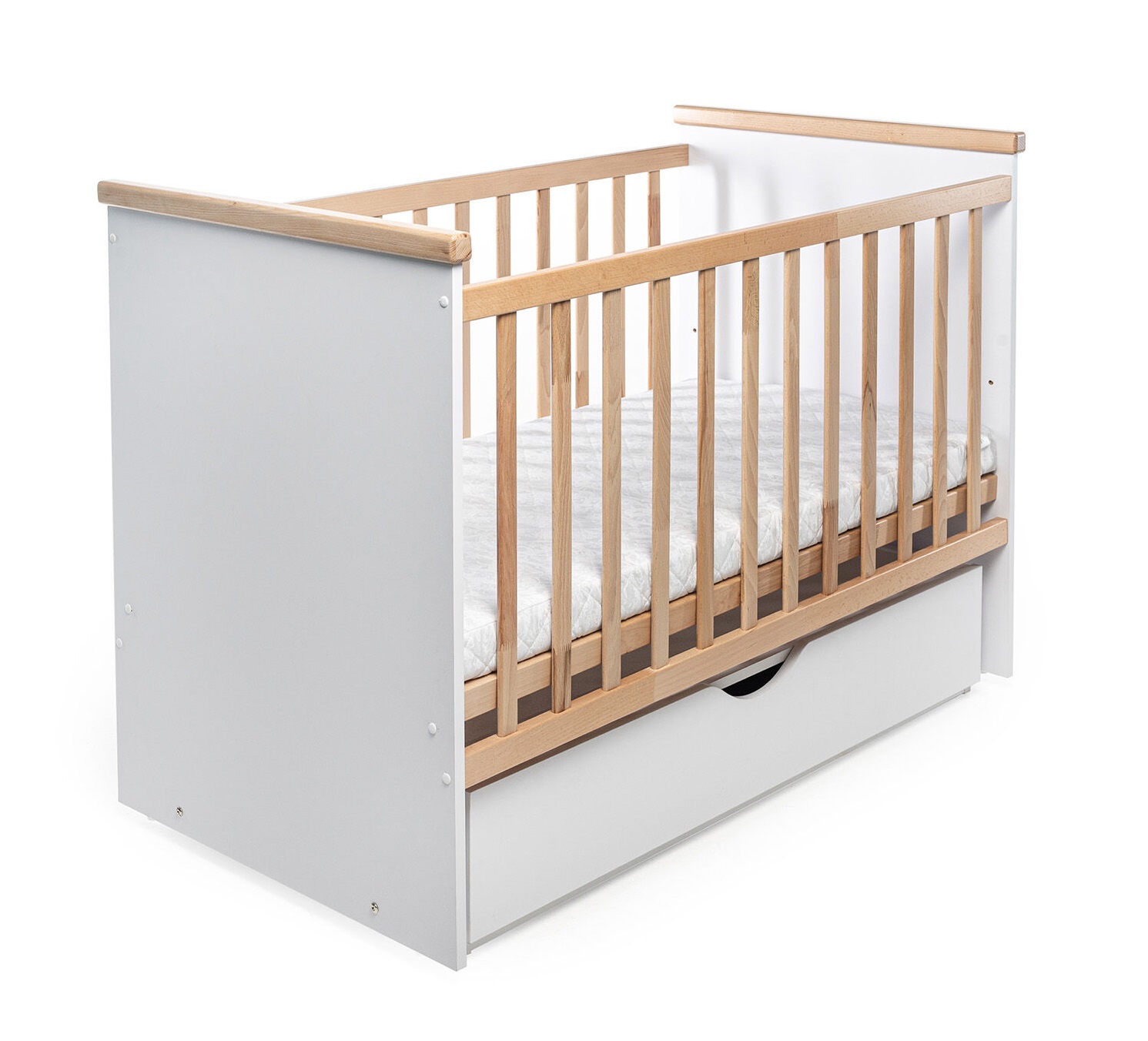 Ліжечко дерев'яне з шухлядою Наталка Хмарка Хмарка 120 х 60 см White and Beige (149746)