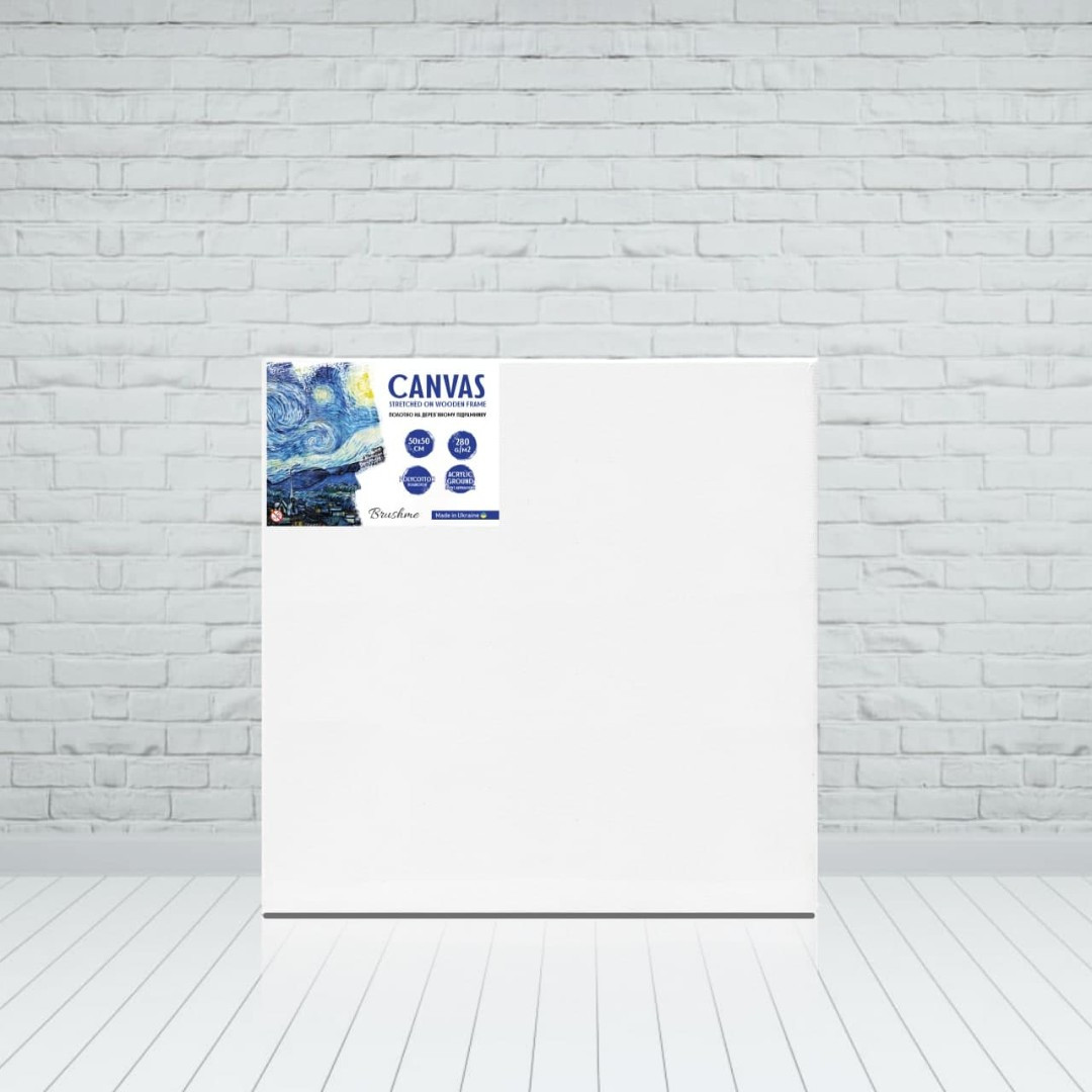 Полотно для малювання Brushme 50х50 см на дерев'яному підрамнику з галерейною натяжкою HL8 Білий