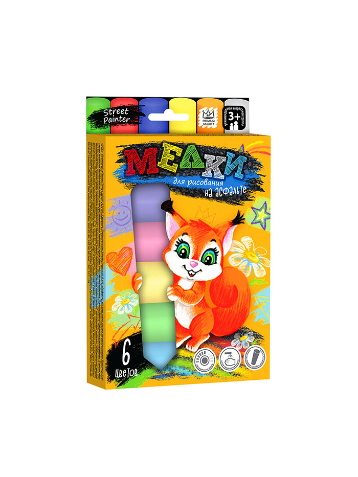 Крейда для малювання на асфальті Dankotoys 6 кольорів (MEL-01-04)