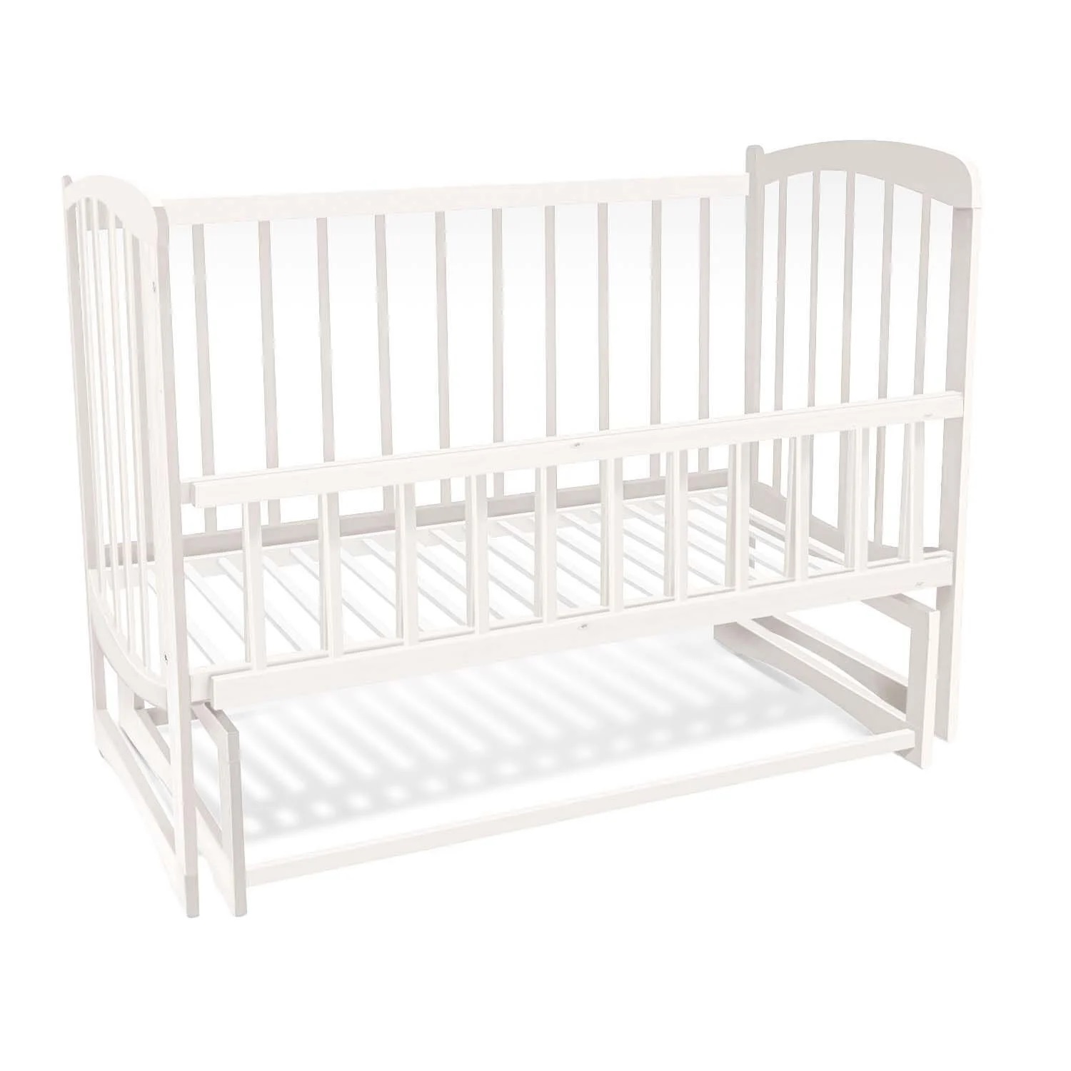 Ліжечко дерев'яне з відкидним бортиком Наталка Комета 120 х 60 см White (149449)