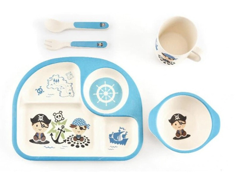 Набір посуду дитячого бамбукового Eco Bamboo 5 предметів MH-2773 Blue (008848)