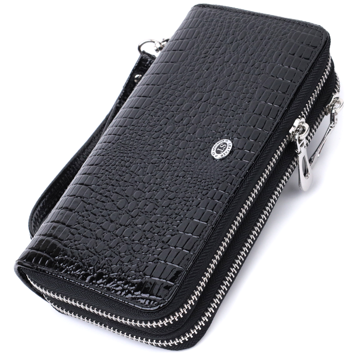 Клатч із лакованої натуральної шкіри ST Leather 22693 Чорний 19х9,5х4 см