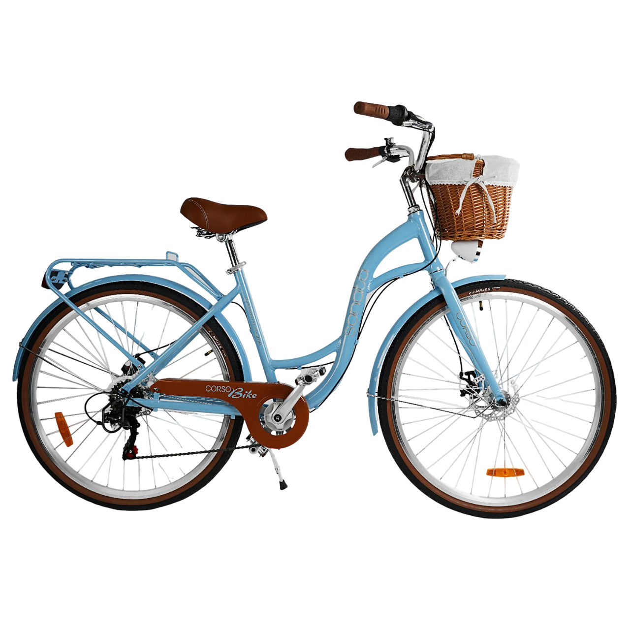 Велосипед міський 28 Corso Sonata SN-285 Shimano 7 швидкостей 18 Блакитний (168035)