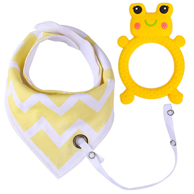 Слюнявчик-нагрудник з тримачем та прорізувач 2Life Жаба Y28 Жовтий (v-11786)