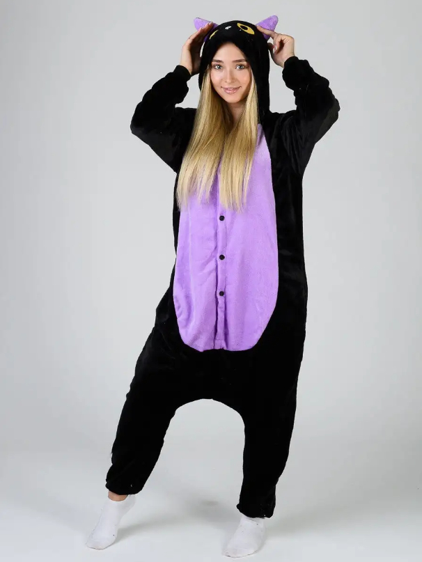 Піжама кігурумі Jamboo Кішка Спукі S Чорно-фіолетовий (J401901)
