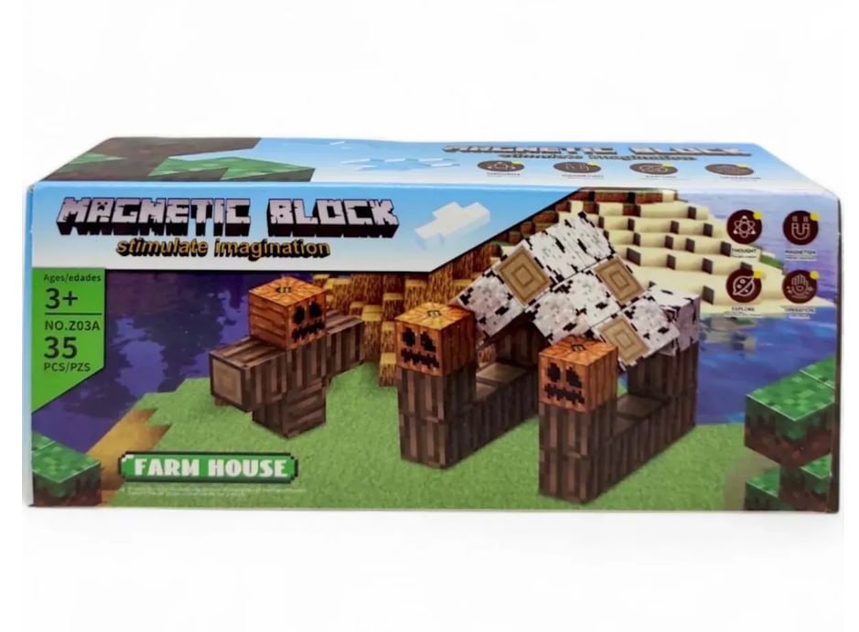 Дитячий магнітний конструктор No Brand Magnetic Block Майнкрафт 35 деталей Різнокольоровий (2104618515)