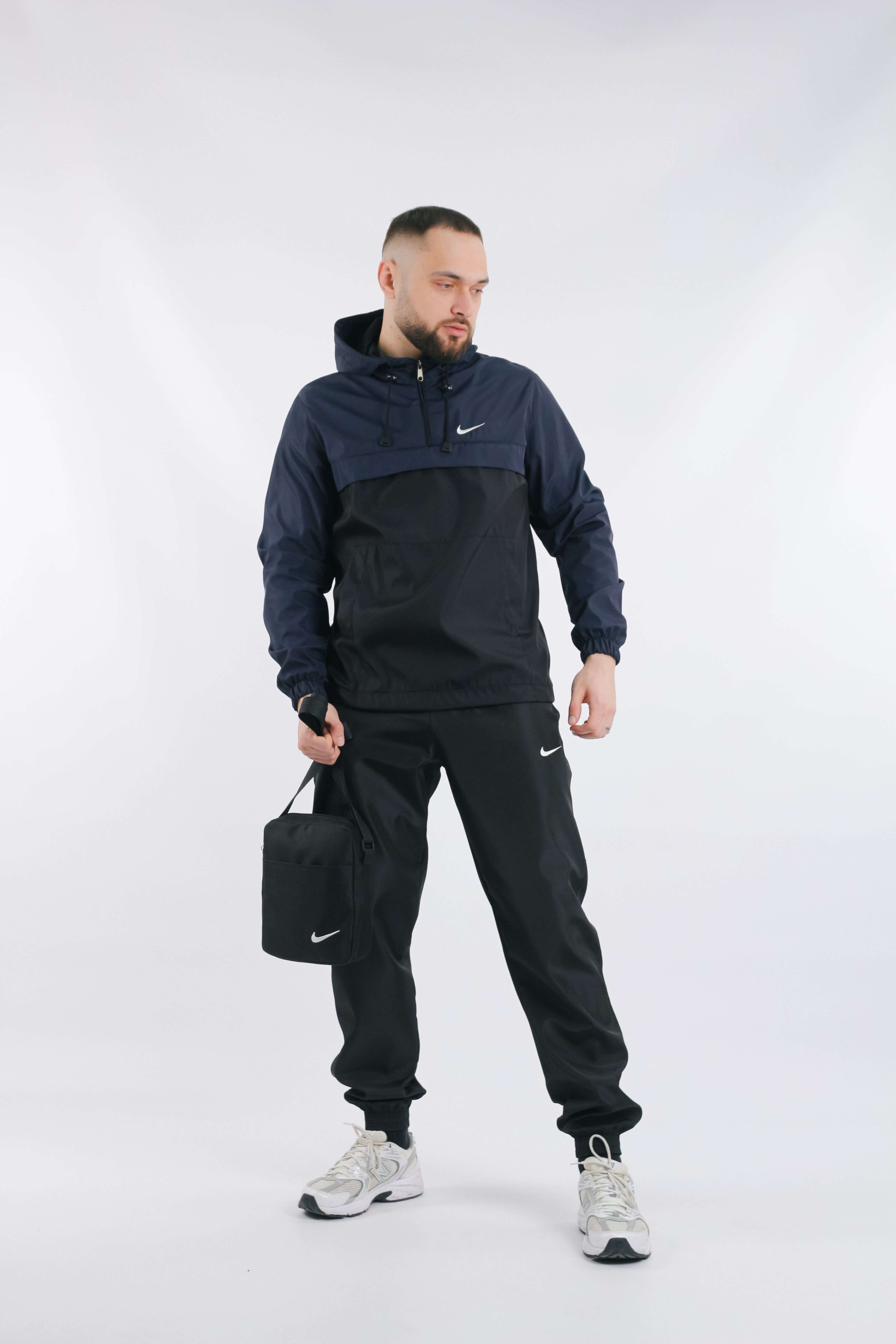 Чоловічий спортивний костюм з барсеткою No Brand President 3XL Синьо-чорний (1602932188/3XL)