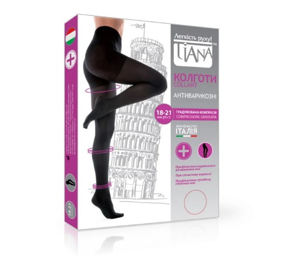 Компресійні профілактичні колготки Liana 18-21 мм рт.ст. 140 ден р-2 Чорні (US00142)
