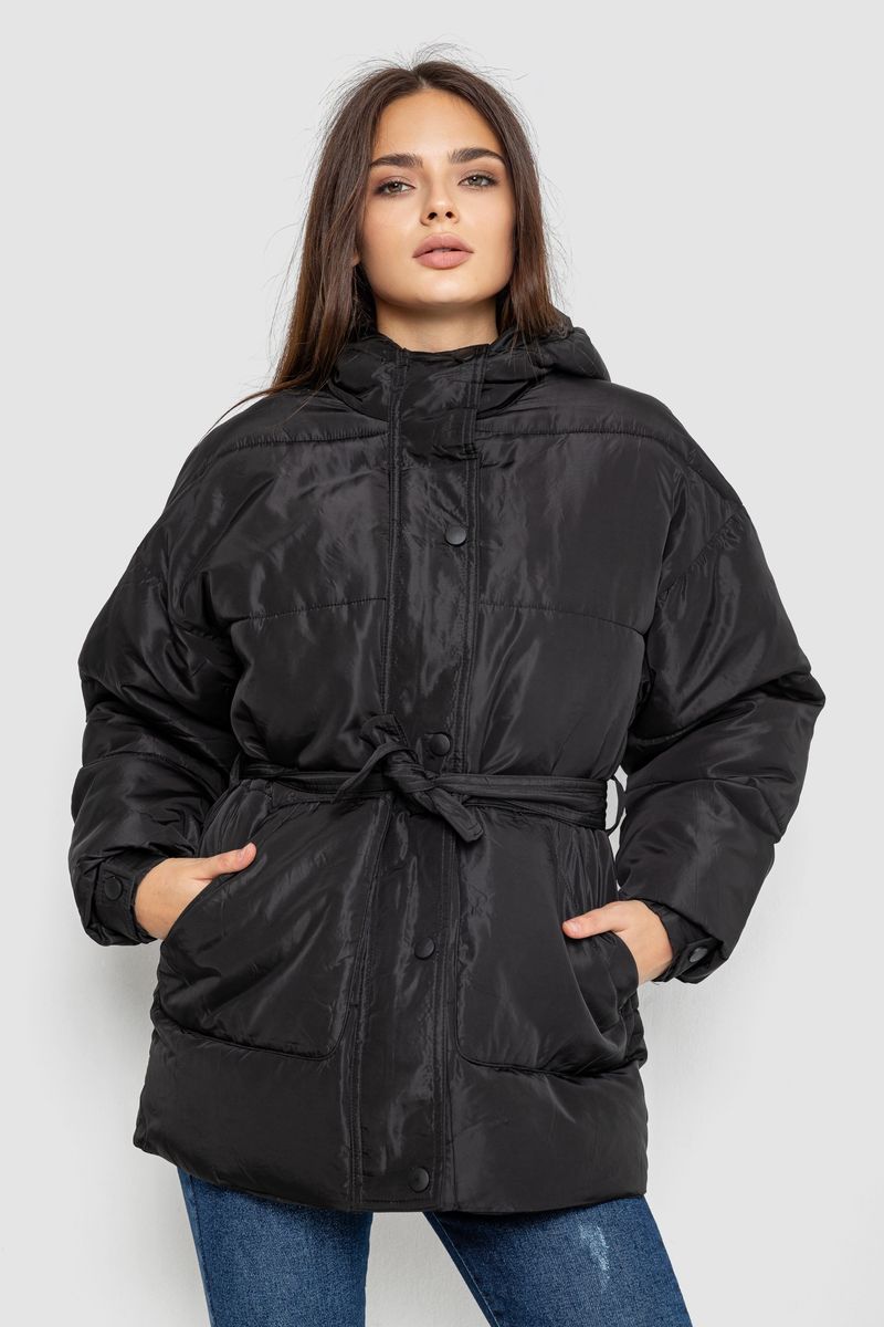 Куртка жіноча демісезонна з поясом AGER Чорний 207R005 M (113346_825805)