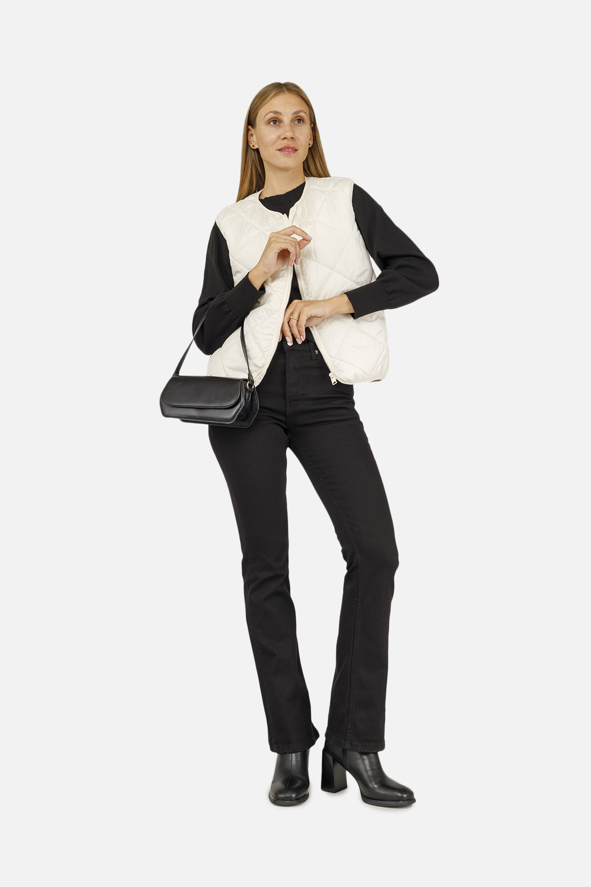 Жіночий жилет Yuki утеплений L Молочний ЦБ-00258983 (SKT001018234)