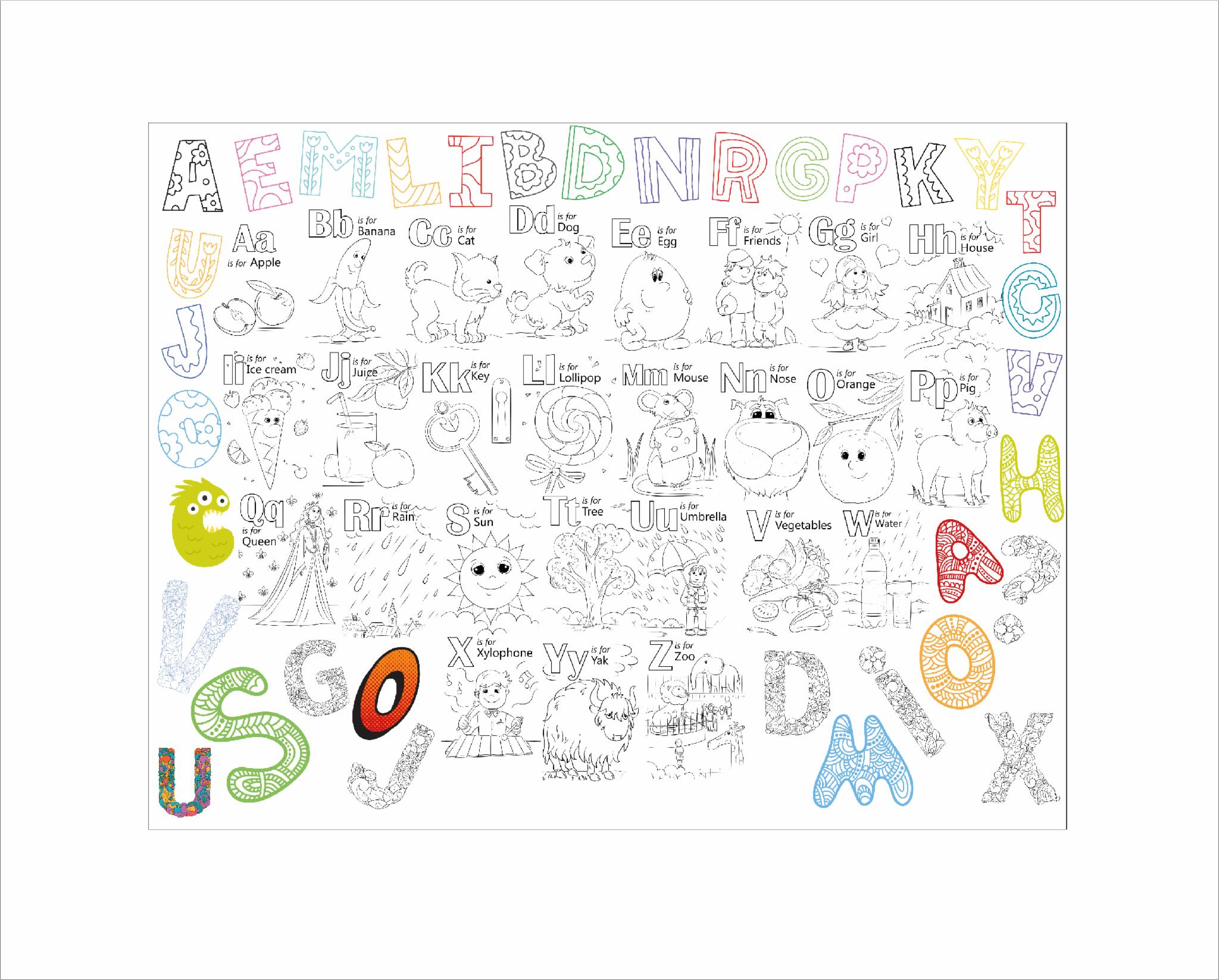 Розмальовка дитяча та тубус No Brand Англійський алфавіт 100х130 см