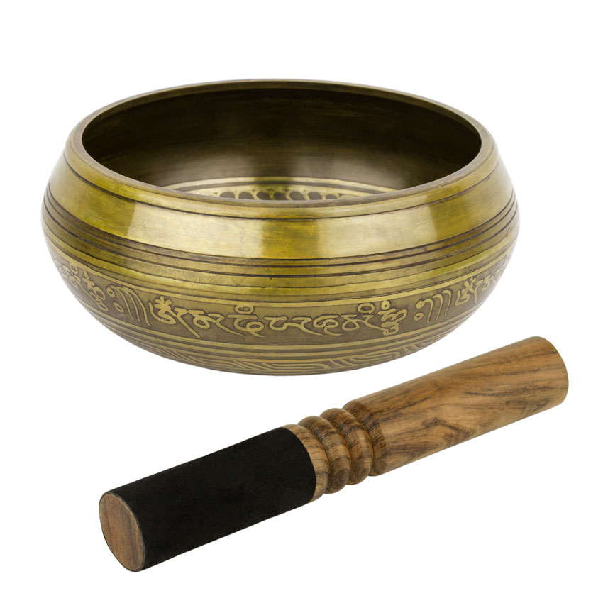 Співоча чаша Kailash Тибетська Ганеш Подвійний ваджр на дні Мантра Мані 165x165x70 мм Бронзовий (27703)