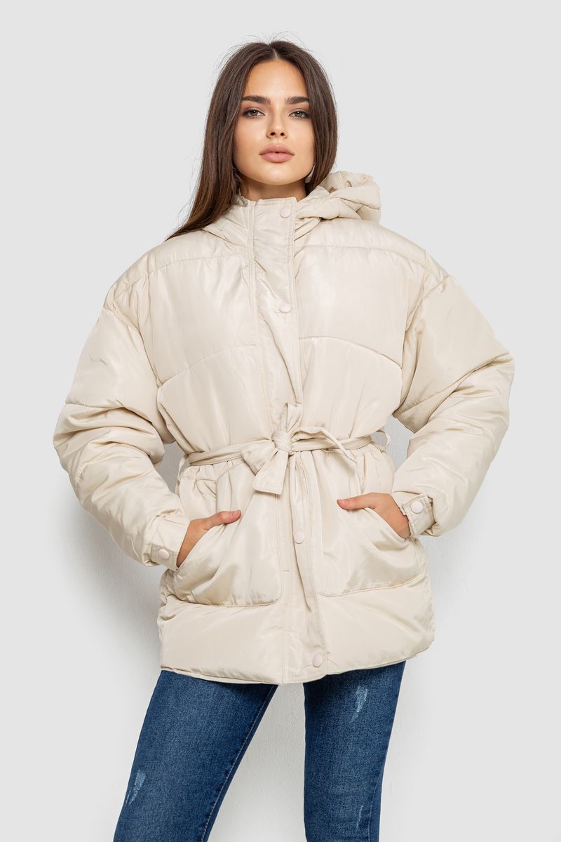 Куртка жіноча демісезонна з поясом AGER Світло-бежевий 207R005 M (113345_825804)