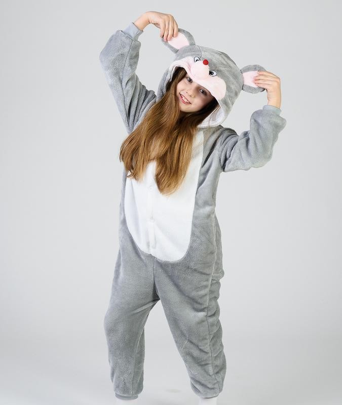 Піжама кігурумі дитяча Jamboo Мишка 120 см Сіро-білий (J401511)