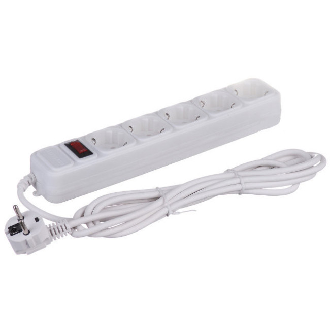 Мережевий фільтр подовжувач на 5 розеток Greelite SP5-5M Білий 5 м