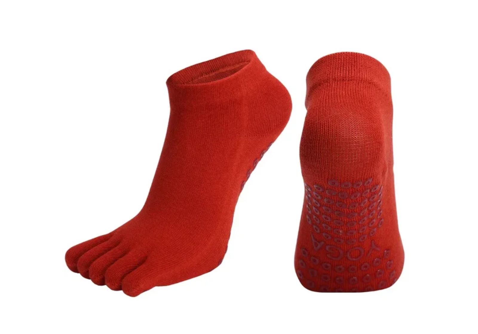 Шкарпетки для йоги та пілатесу нековзні закриті Amber Grip теракотовий 35-40