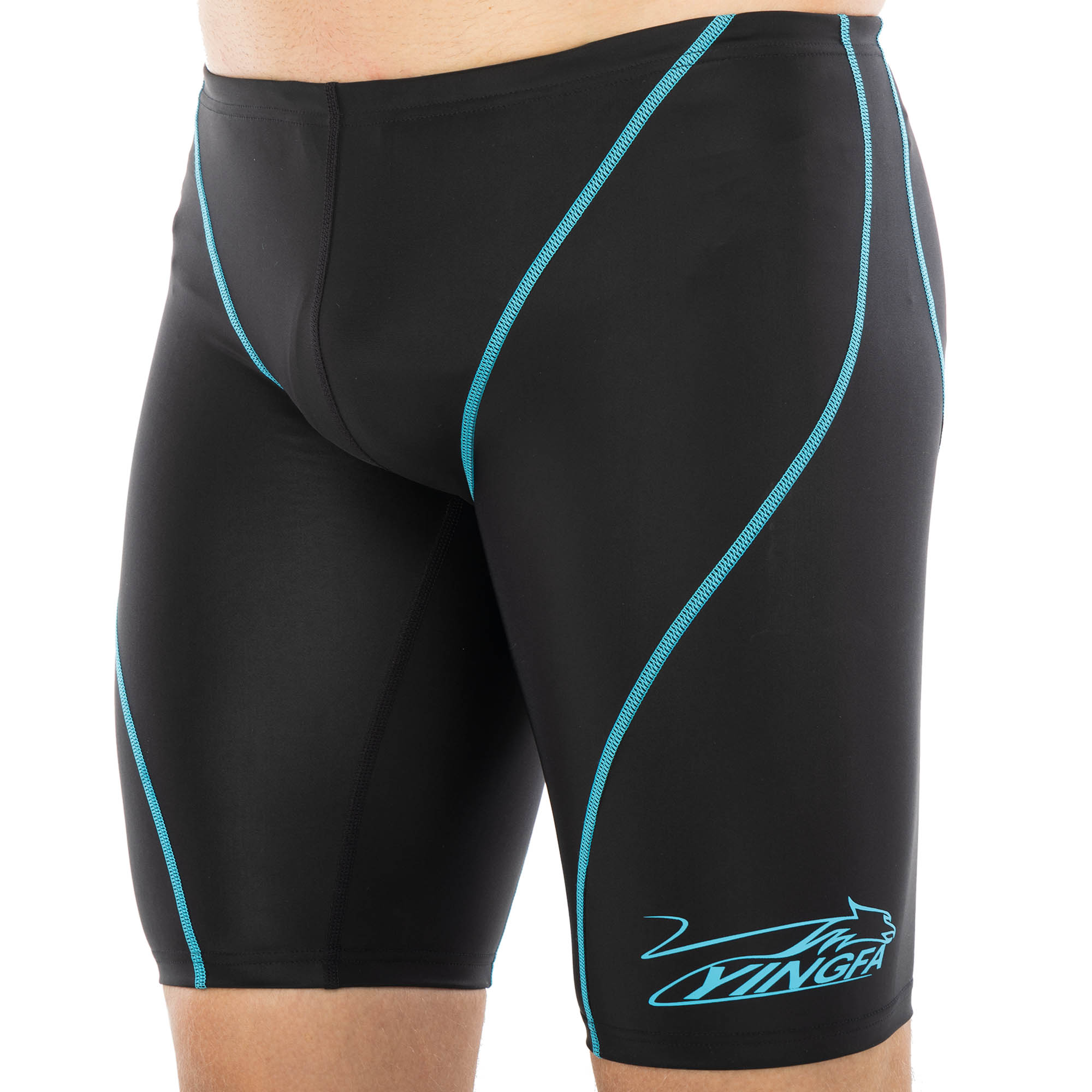 Плавки боксери чоловічі для плавання YINGFA 9402-B M Чорний-синій