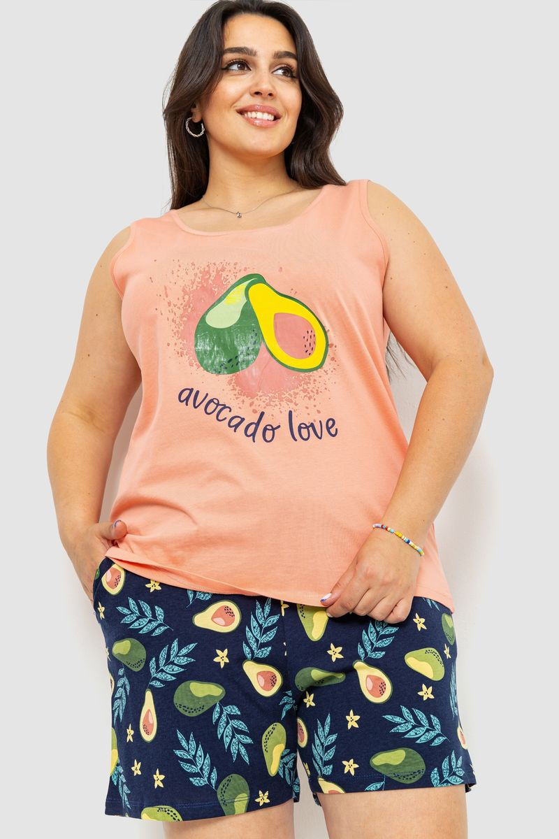 Піжама жіноча батал Ager 219RM-8005 4XL Персиково-синій (101016_788574)