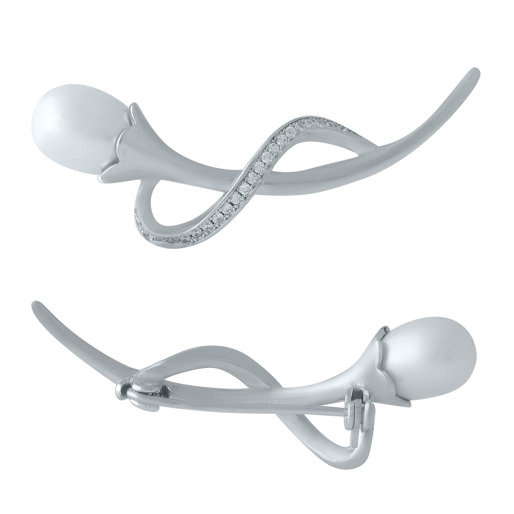 Срібна брошка SilverBreeze з натуральними перлами (1974056)