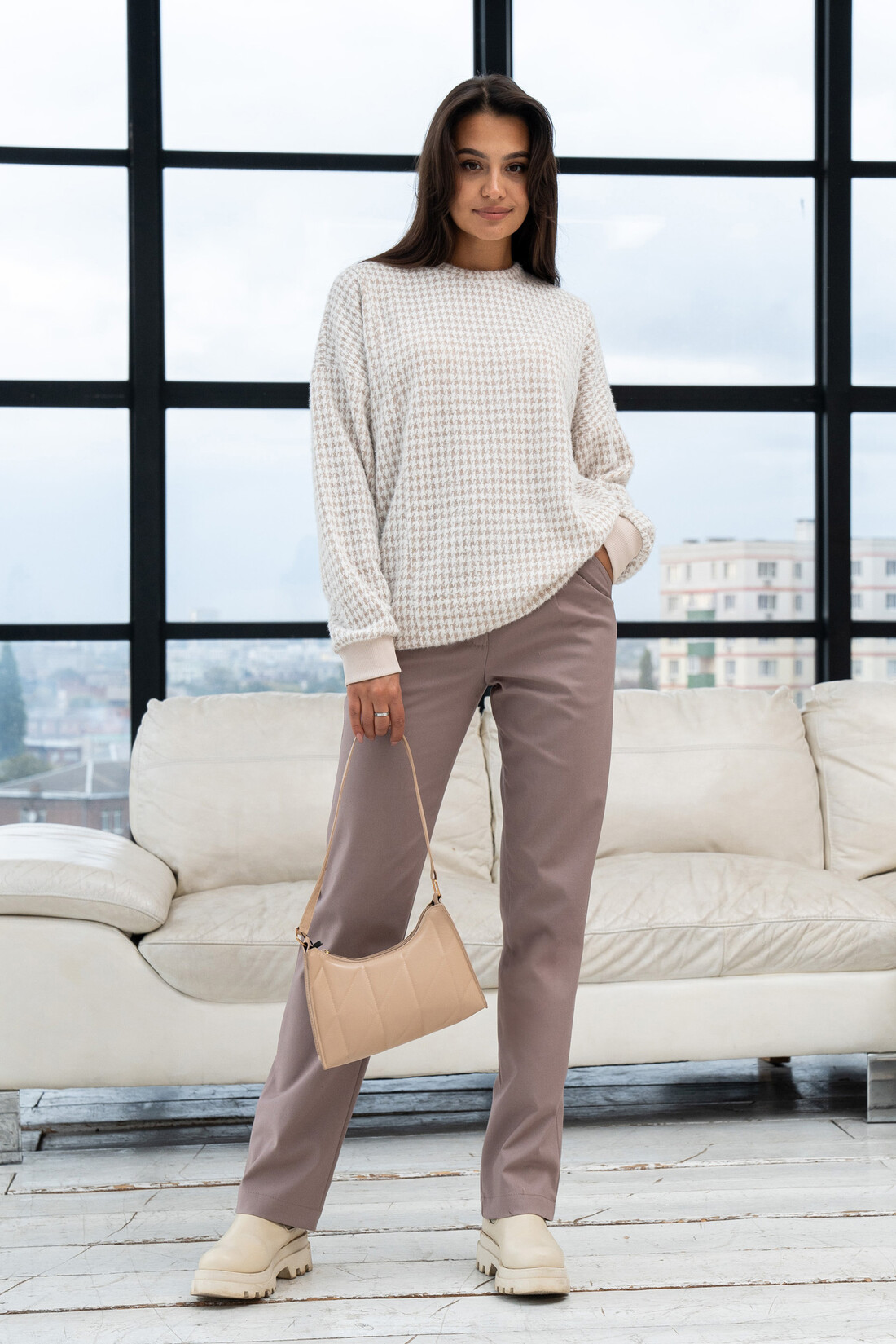 Світшот RiMari Хізер СВ 0323 50 Бежево-білий (19531)