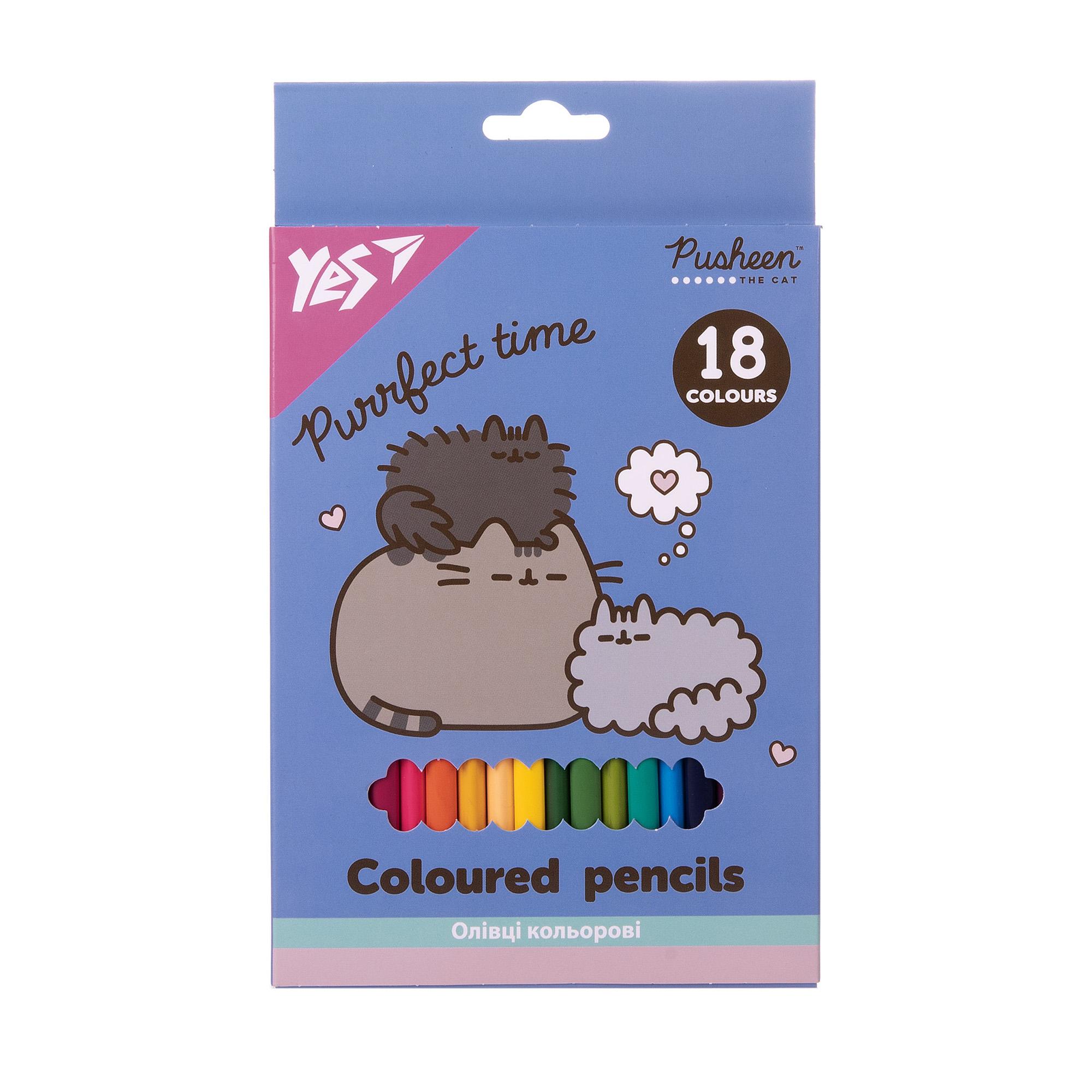 Олівці кольорові YES Pusheen 18 кольорів (290766)