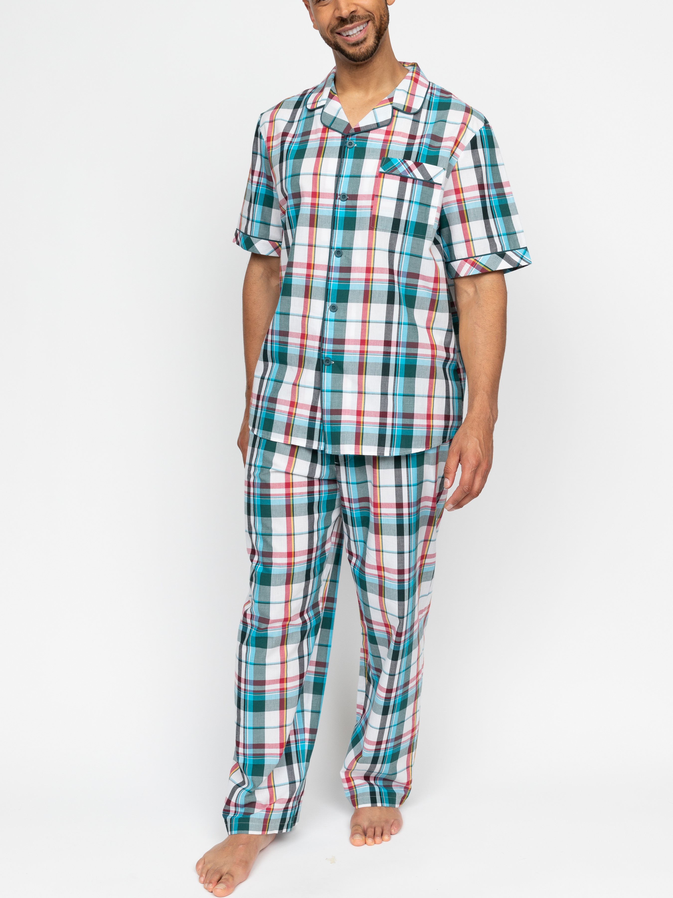 Піжама чоловіча Cyberjammies Theo 3100-3101 M Зелено-білий (5051877573499)