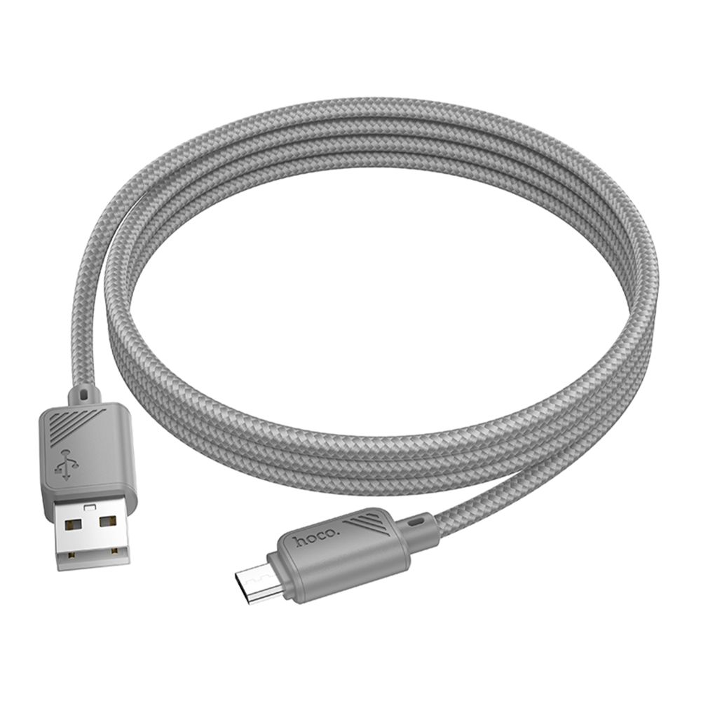 Кабель синхронізації Hoco X113 Nylon braided USB to МicroUSB 2.4A/1 м Grey (36778_3609182)