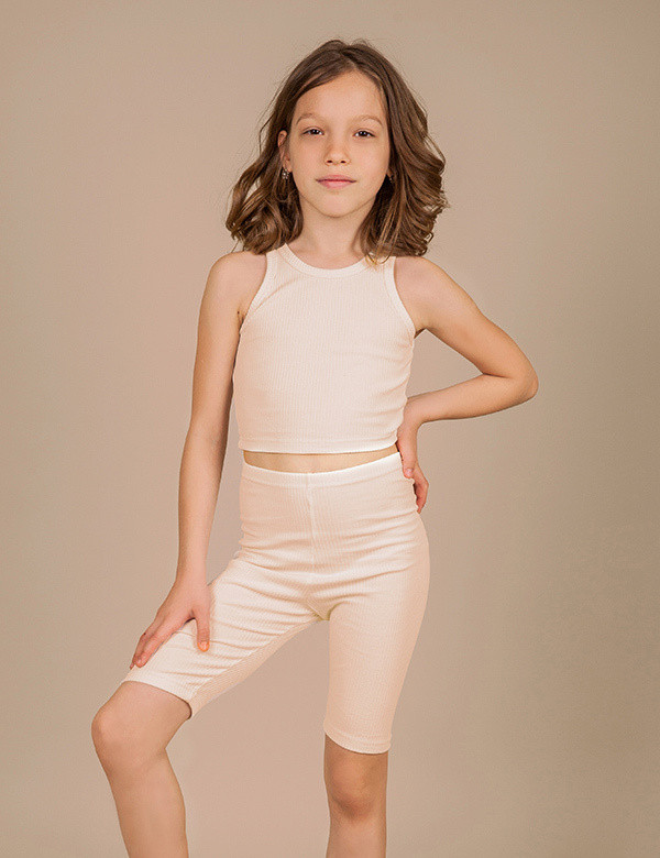 Майка для дівчинки Gabbi Рубчик Бежевий 128-134 (12875)