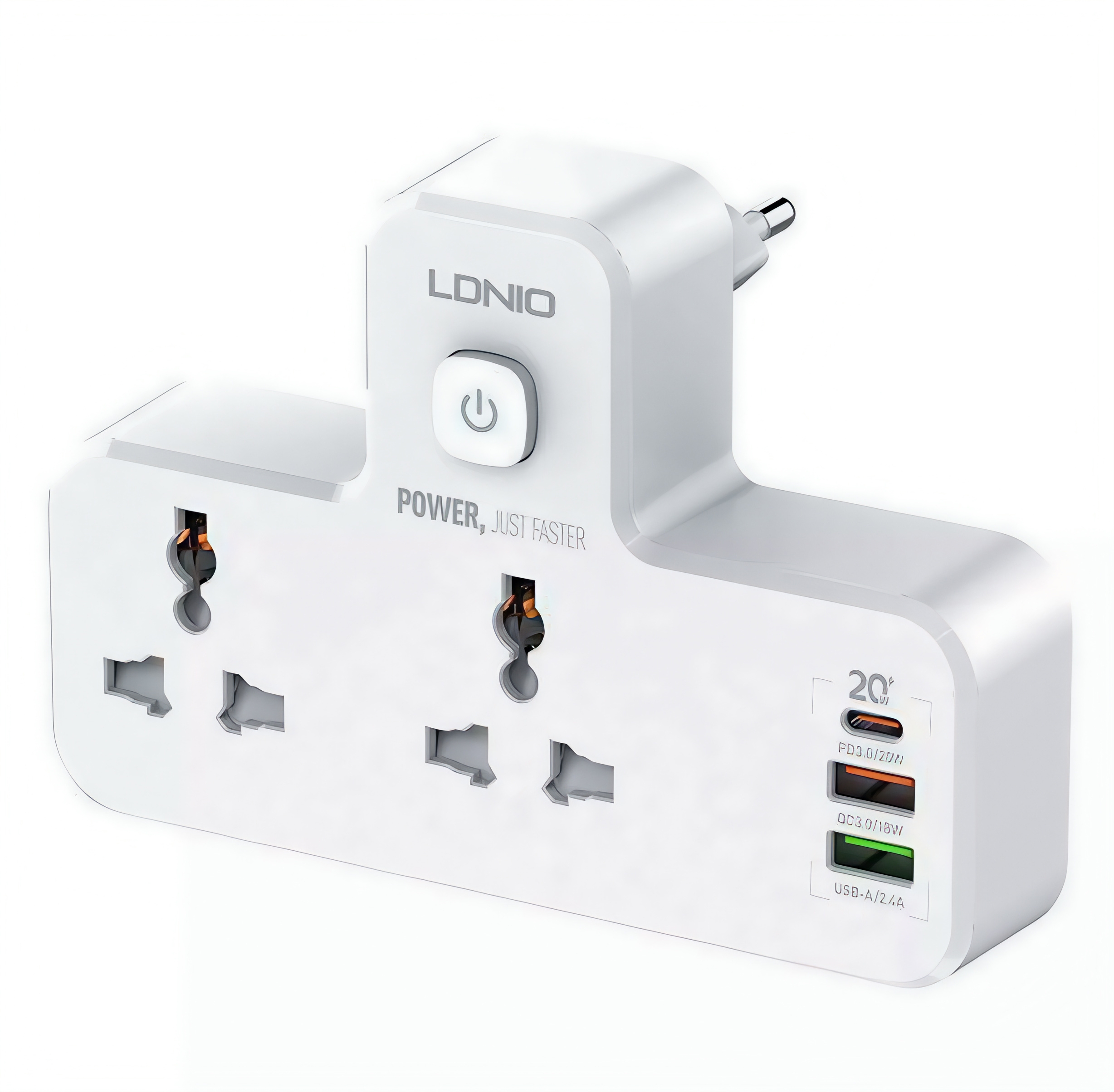 Мережевий фільтр перехідник LDNIO SC2311 функція швидкої зарядки з нічником з USB на 2 розетки 20 W Білий (2104618548)