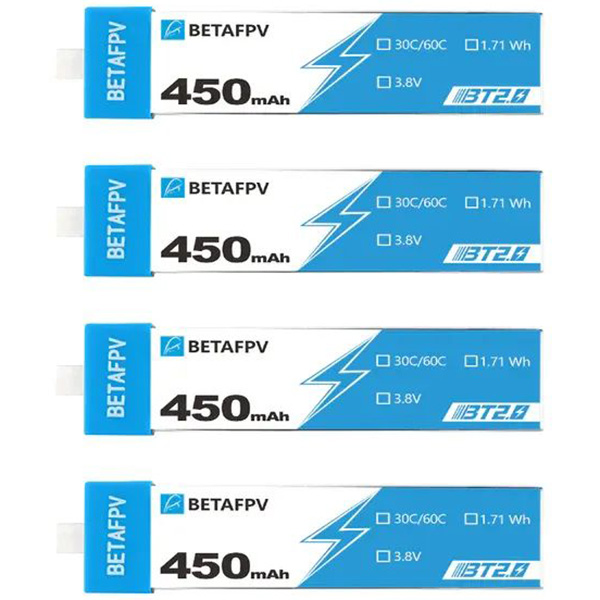 Аккумуляторы BETAFPV BT2.0 450 мАч 1S 30C 4 шт