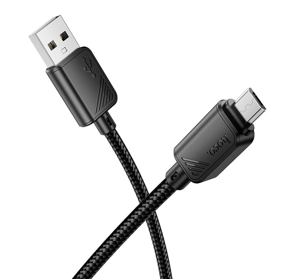 Кабель синхронізації Hoco X113 Nylon braided USB to МicroUSB 2.4A/1 м Black (36778_3609183)