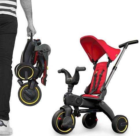 Складаний велосипед з батьківською ручкою, беговел, штовхач, коляска 5в1 YOYA Червоний