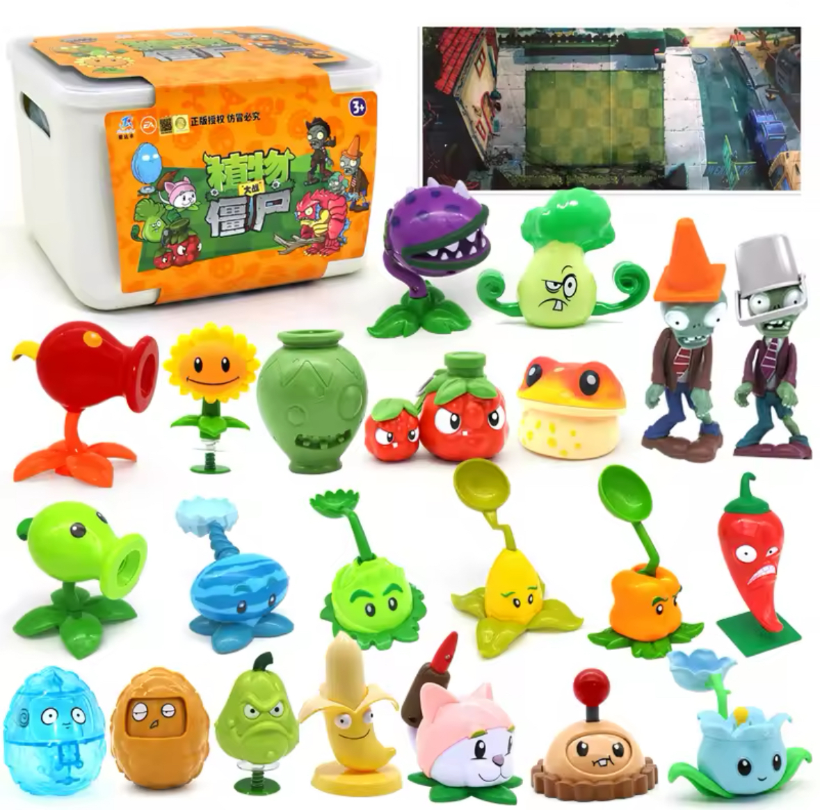 Комплект іграшок героїв з гри Plants vs Zombies Рослини проти зомбі 22 персони ігрове поле Різнокольоровий
