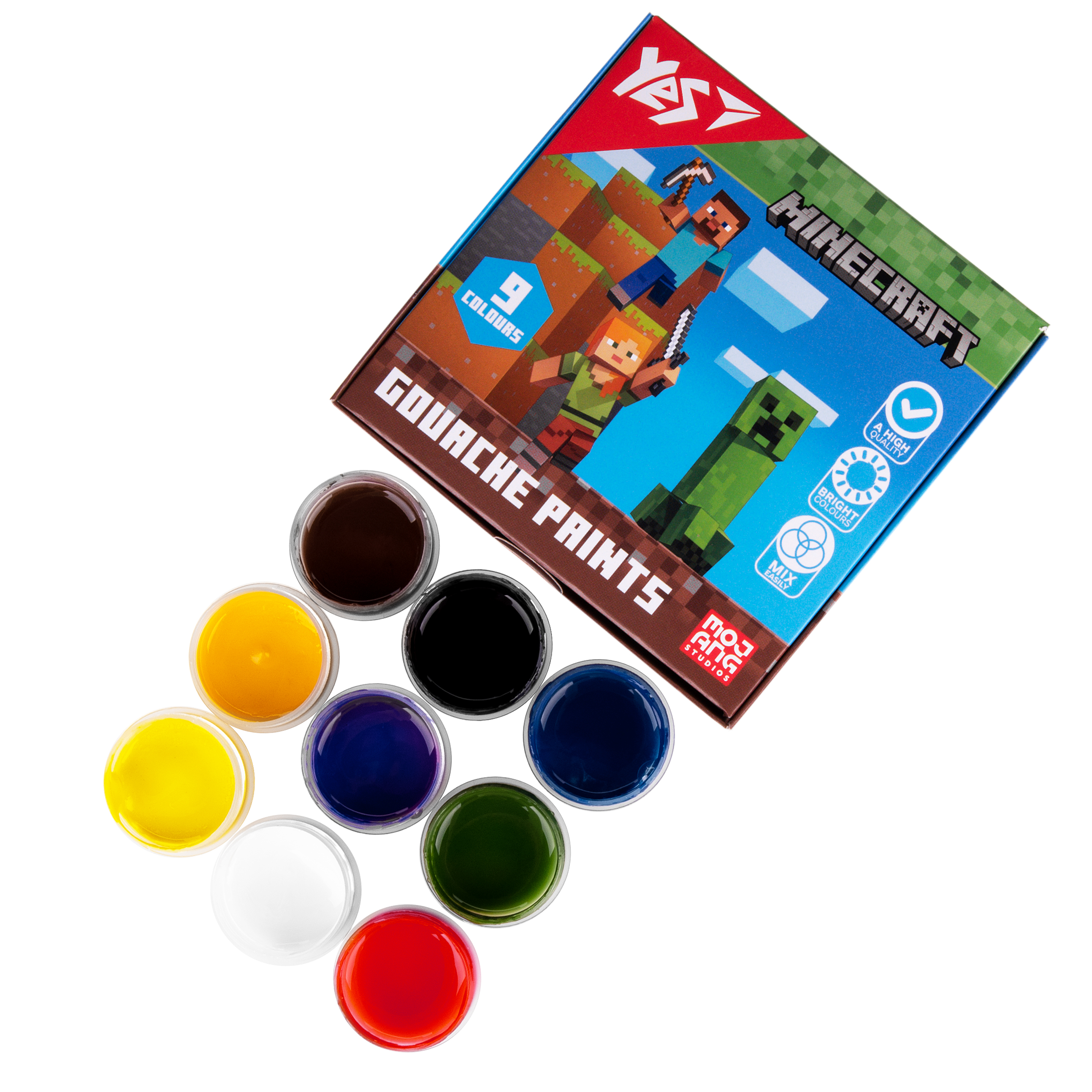 Фарби гуашеві Yes Minecraft 9 кольорів 20 мл (230406)